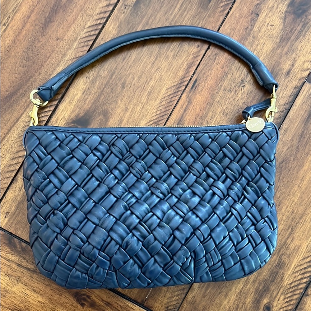 Clare V Petit Moyen Messenger in Puffy Woven - Bright Navy - Picture 4 of 15